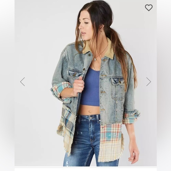 Free People Sirius‎ mixed denim jacket XS/S retail $228 - Picture 1 of 16